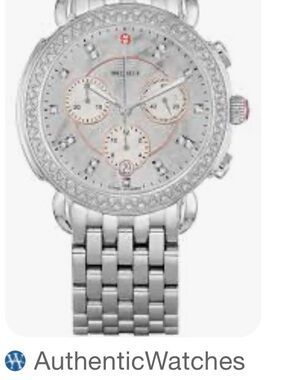 Michele Silver-Tone Diamond Bezel Chronograph Women's Watch